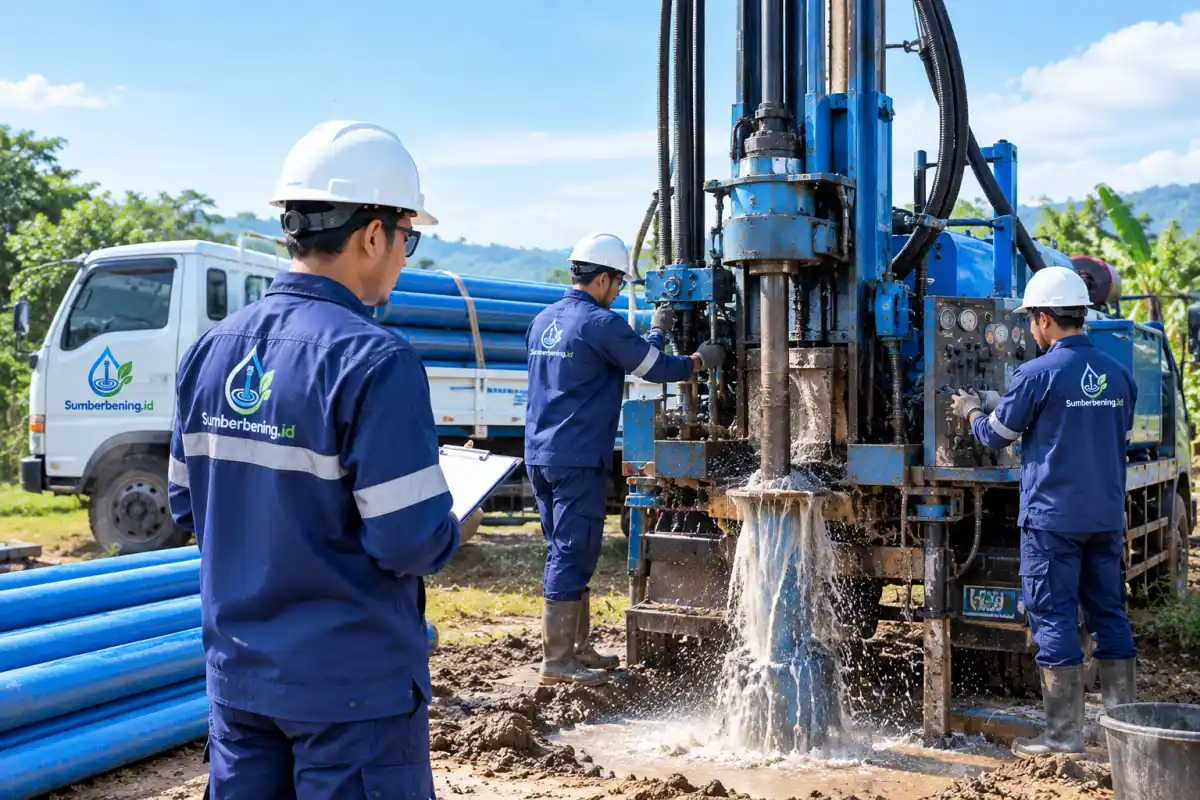 Operasi pengeboran sumur bor mesin rotary hidrolik Sumberbening.id